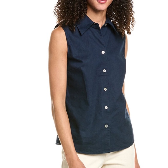 Vince Hemp Blend Sleeveless Shirt Blue S